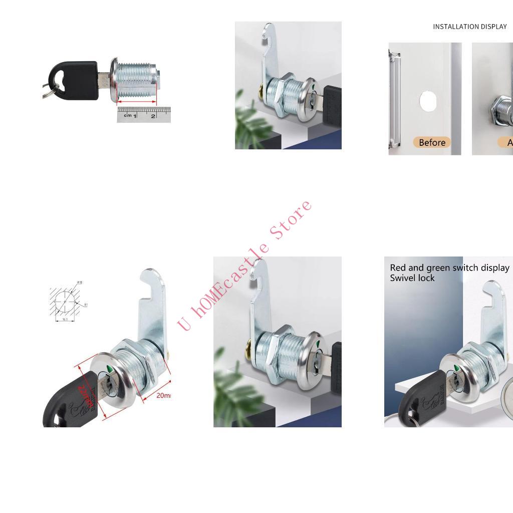 Furniture Hardware Latch - 63HF 2 ชุดลิ้นชัก Cams ล็อค ตู้ล็อคพร้อมกุญแจสำหรับโต๊ะทำงานกล่องจดหมาย