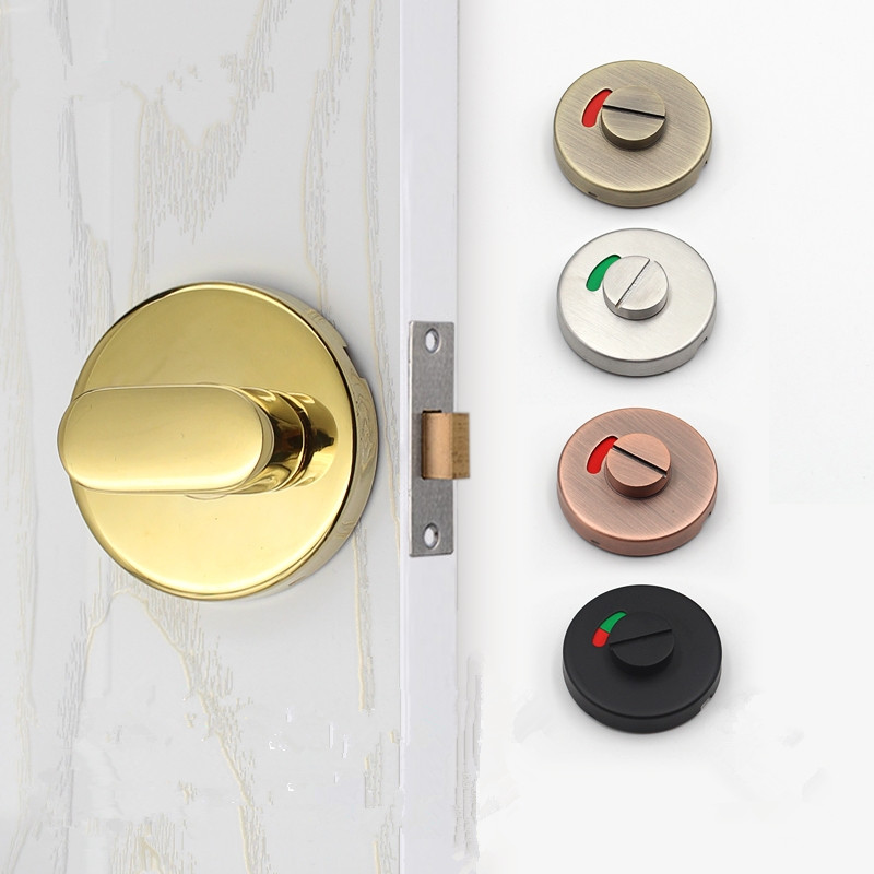 Door Handle Bar - สแตนเลสประตูล็อค WC ห้องน้ําประตูมือจับล็อคห้องน้ําดึงลูกบิดโลหะประตูห้องน้ําล็อค Thumb เปิดลูกบิด