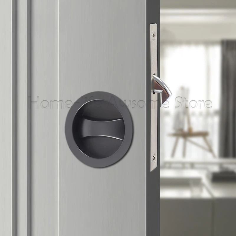 Furniture Sliding Door Hardware - เลื่อนประตูล็อคโมเดิร์นที่มองไม่เห็นโลหะผสมสังกะสีตะขอวงกลมซ่อนตะขอฝังซ่อนจับบ้านไม่มีกุญแจสําหรับห้องน้ําห้องนอน