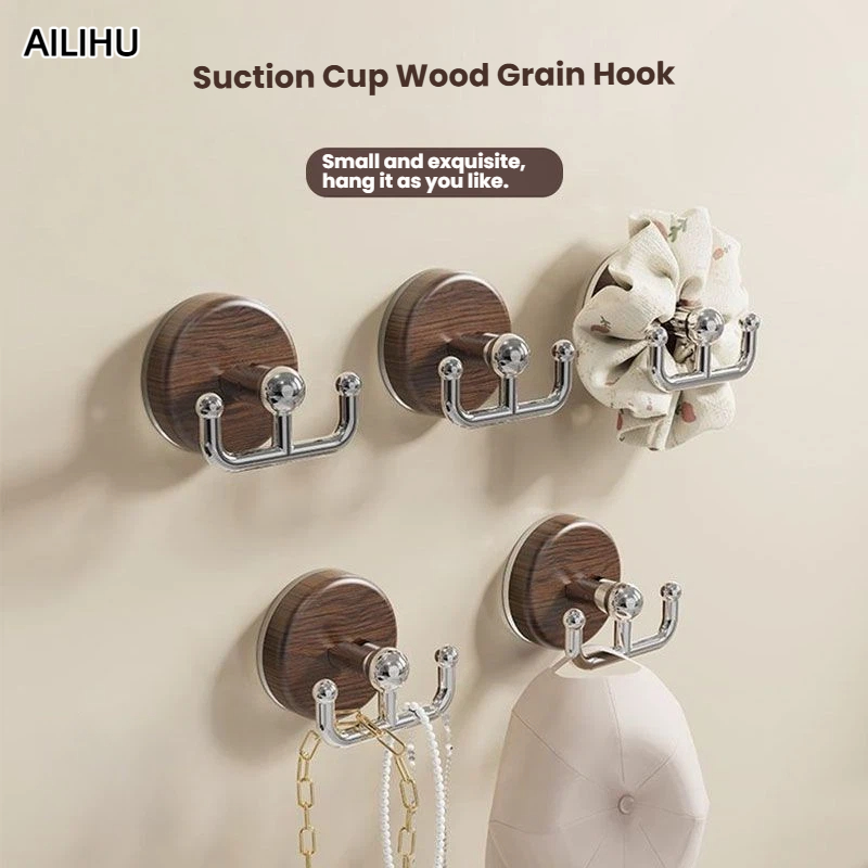 Door Stopper Heavy - ตะขอแขวนติดผนังลายไม้แบบสุญญากาศ ไม่ต้องเจาะ รับน้ำหนักได้มาก ใช้ได้ในห้องน้ำ ห้องครัว ประตู
