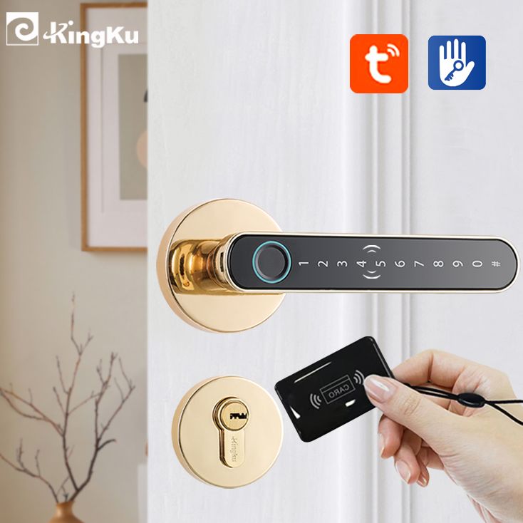 Door Handle Bar - มือจับล็อคประตูลายนิ้วมืออัจฉริยะสำหรับบ้านอพาร์ทเมนต์พร้อมคีย์การ์ดล็อคประตูดิจิตอลปุ่มกดกุญแจล็อคอิเล็กทรอนิกส์