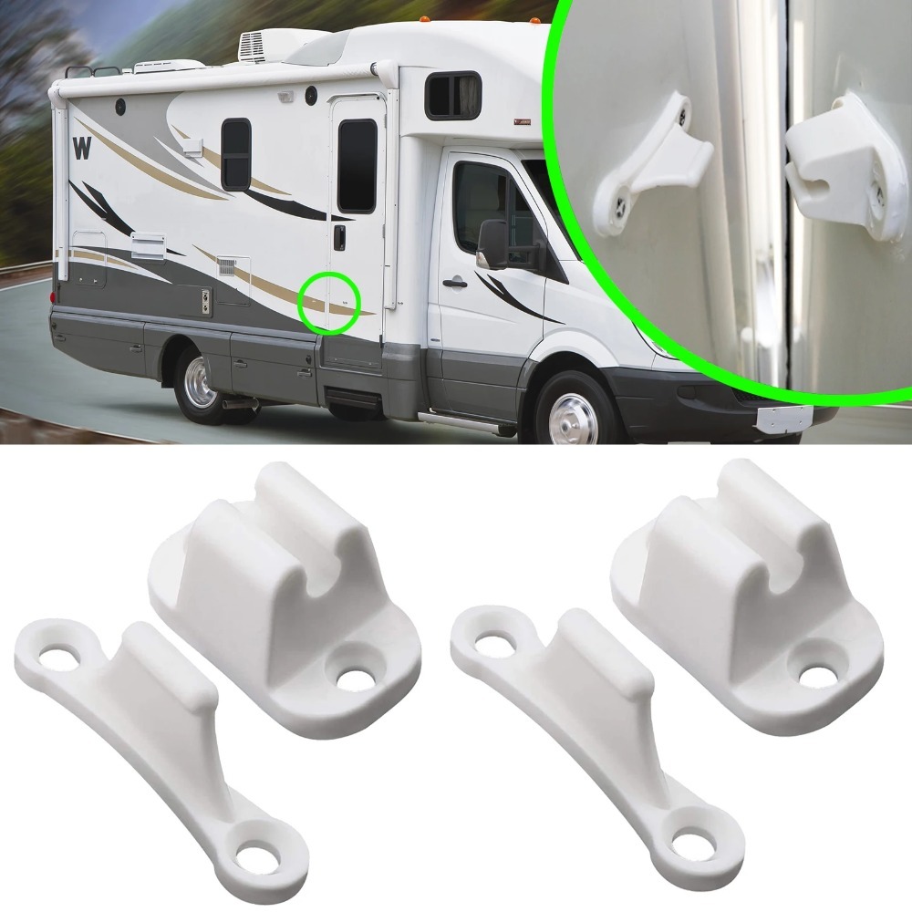 Door Stopper Heavy - ตัวกันกระแทกประตูคาราวานไนลอนแบบยืดหยุ่น 2 ชุด - ตัวล็อคแบบกดกันลื่นสำหรับงานหนัก ทนทานสำหรับรถบ้าน/รถแคมป์ปิ้ง/รถมอเตอร์โฮม