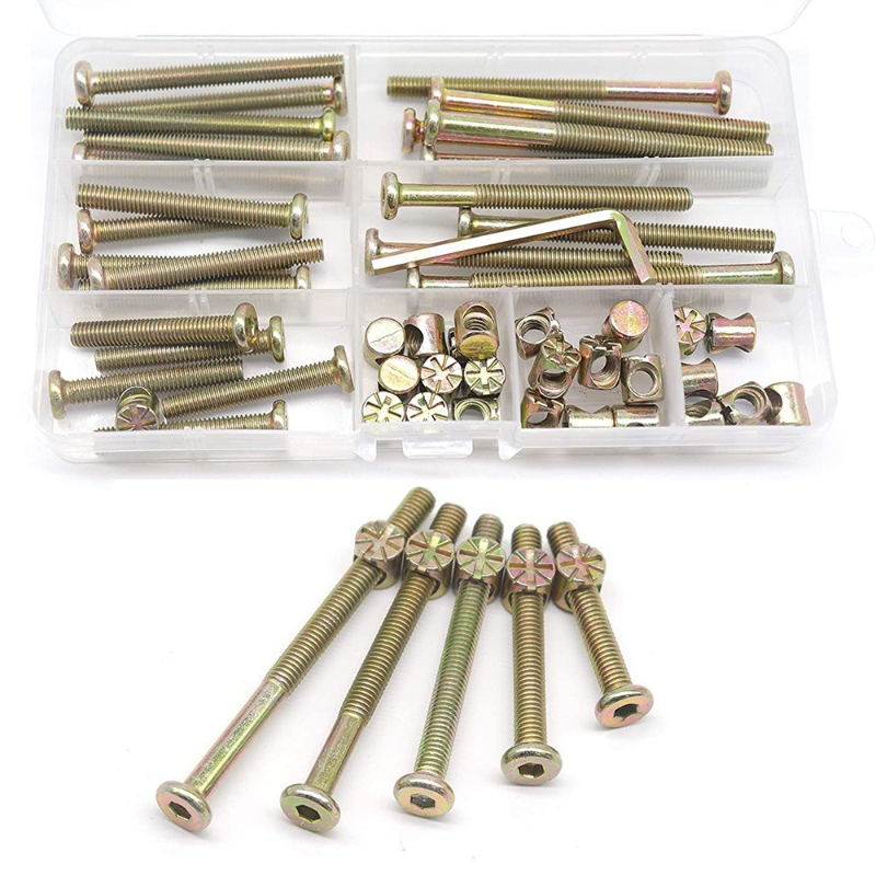 Furniture Hardware Barrel Nut - ชุดสกรูเปลเด็ก M6x40/50/60/70/80 มม. 50 ชิ้น ชุดเปลี่ยนอะไหล่ฮาร์ดแวร์