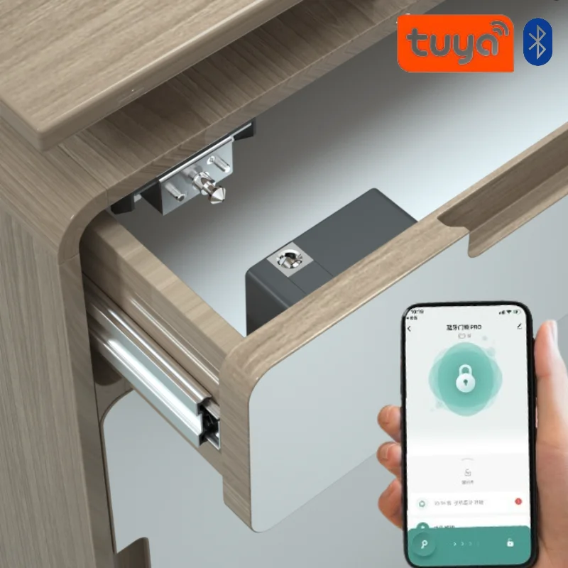 Furniture Hardware Latch - Tuya สมาร์ทตู้ประตูล็อค Keyless ที่มองไม่เห็นล็อคอิเล็กทรอนิกส์ IC Card