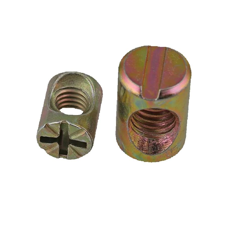 Furniture Hardware Barrel Nut - น็อตข้อต่อแบบมีร่องชุบสังกะสี 100 ชิ้น อุปกรณ์ประกอบเฟอร์นิเจอร์สำหรับงานปรับปรุงบ้าน