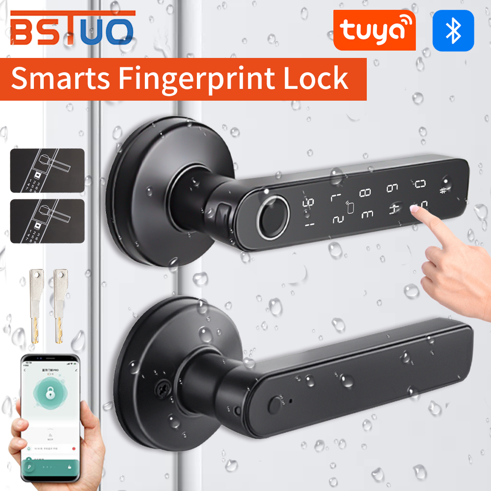 Door Handle Bar - Tuya บลูทูธสมาร์ทล็อคประตู, ล็อคลายนิ้วมือ, รหัสผ่านดิจิตอลล็อคจับวิธีการปลดล็อคหลายวิธี Wifi Gateway