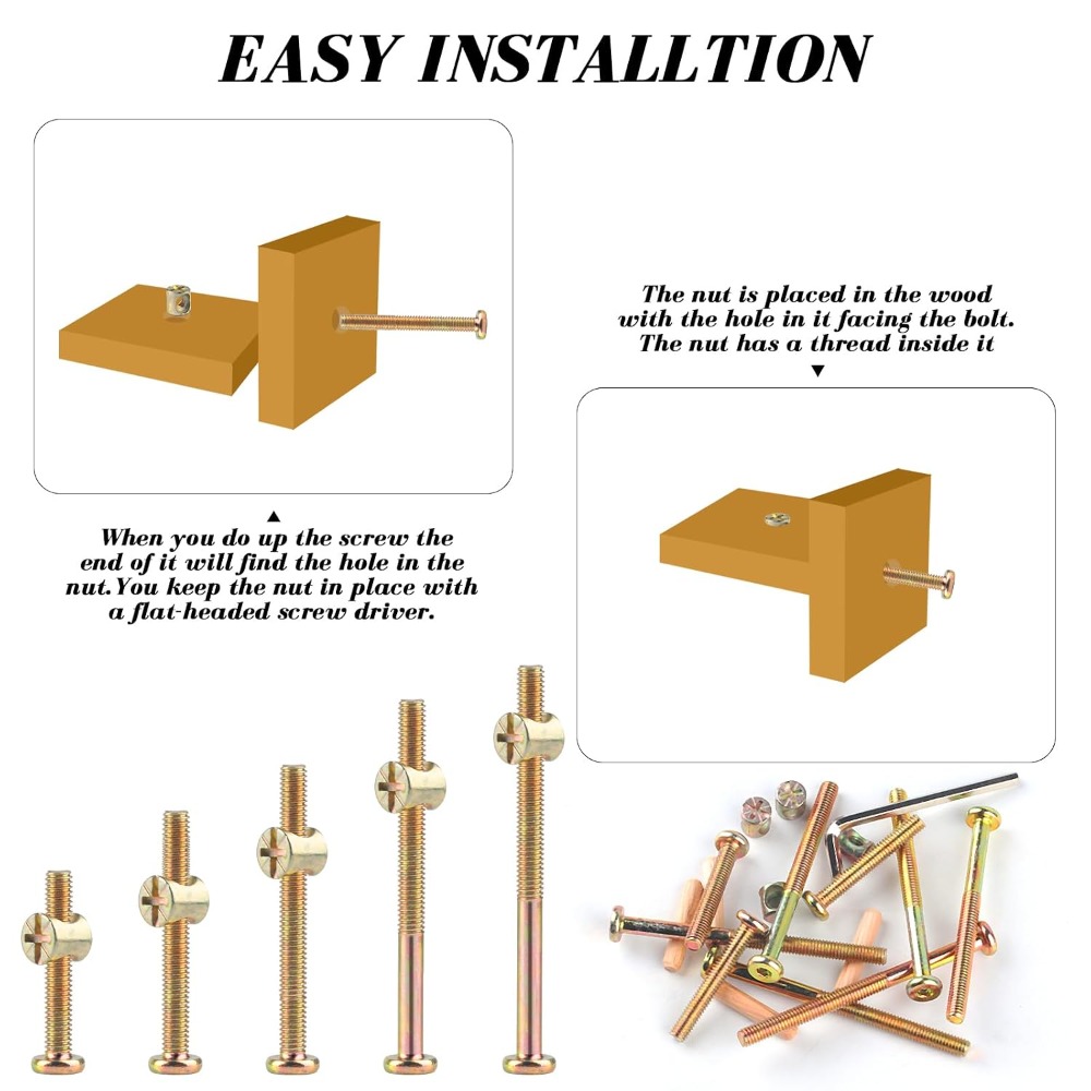 ชุดสกรูยึดเตียงเด็ก M6x40/50/6 - Furniture Hardware Barrel Nut บทวิจารณ์และราคา